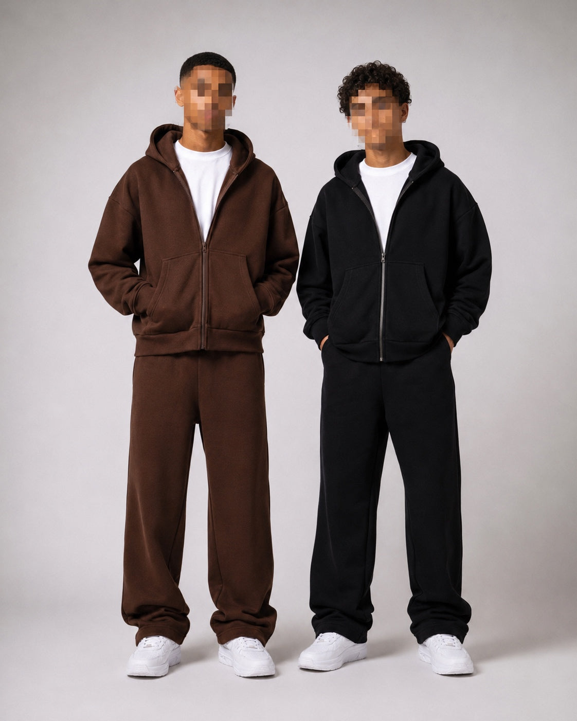 Baggy sweatpants + Cozy boxy zip-up.